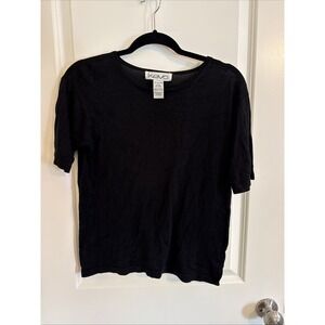 Vintage Kevo Collection Silk Knit Short Sleeve Black Top Size Small